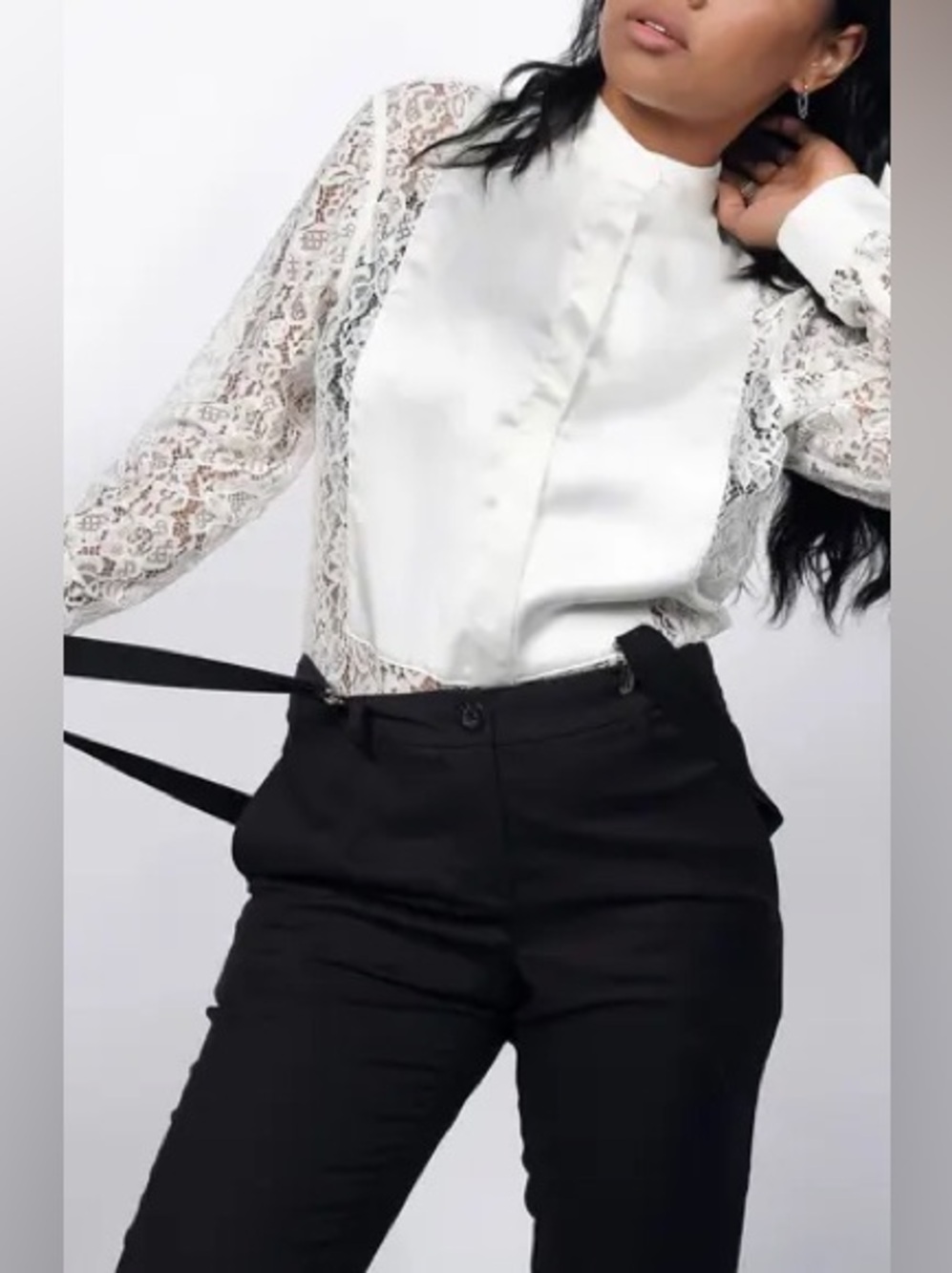 Nordstrom Wildfang The Empower Lace Long Sleeve Tuxedo Button Up